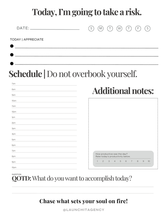 The Intentional Daily Page — Printable Daily Planner Template for Founders (Digital Download)