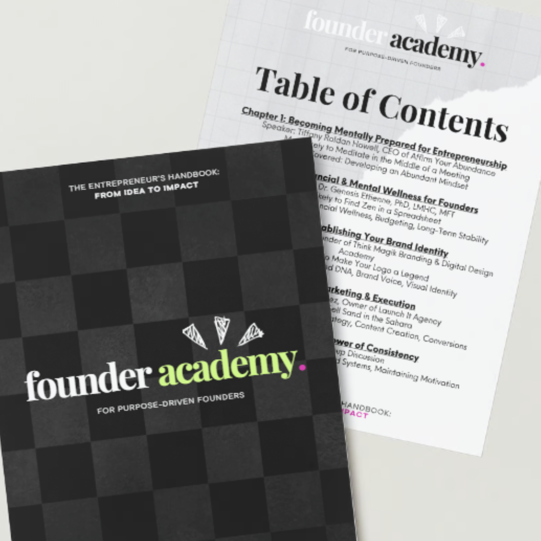 Founder Academy: Pre-Course Companion — Entrepreneur Mindset, Branding & Business Clarity Workbook (Digital Download)