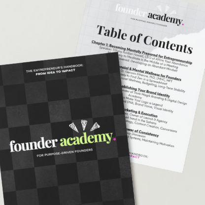 Founder Academy: Pre-Course Companion — Entrepreneur Mindset, Branding & Business Clarity Workbook (Digital Download)